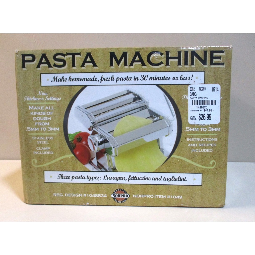 Norpro 1049 Stainless Steel Pasta Machine Manual Roller Cutter Set Used in Box